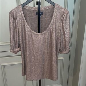 Anthro Metallic Pink Blouse